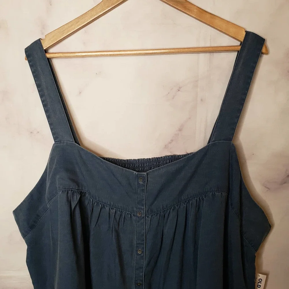 OLD NAVY Garment-Dyed Button-Front No-Peek Cami Top 4X - Picture 4 of 10
